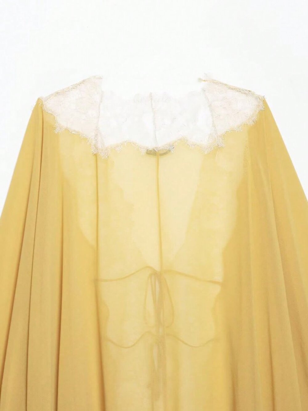 Yellow Elegant Women's Style Minimalist Contrast Lace Blouse - Picture 4 of 7
